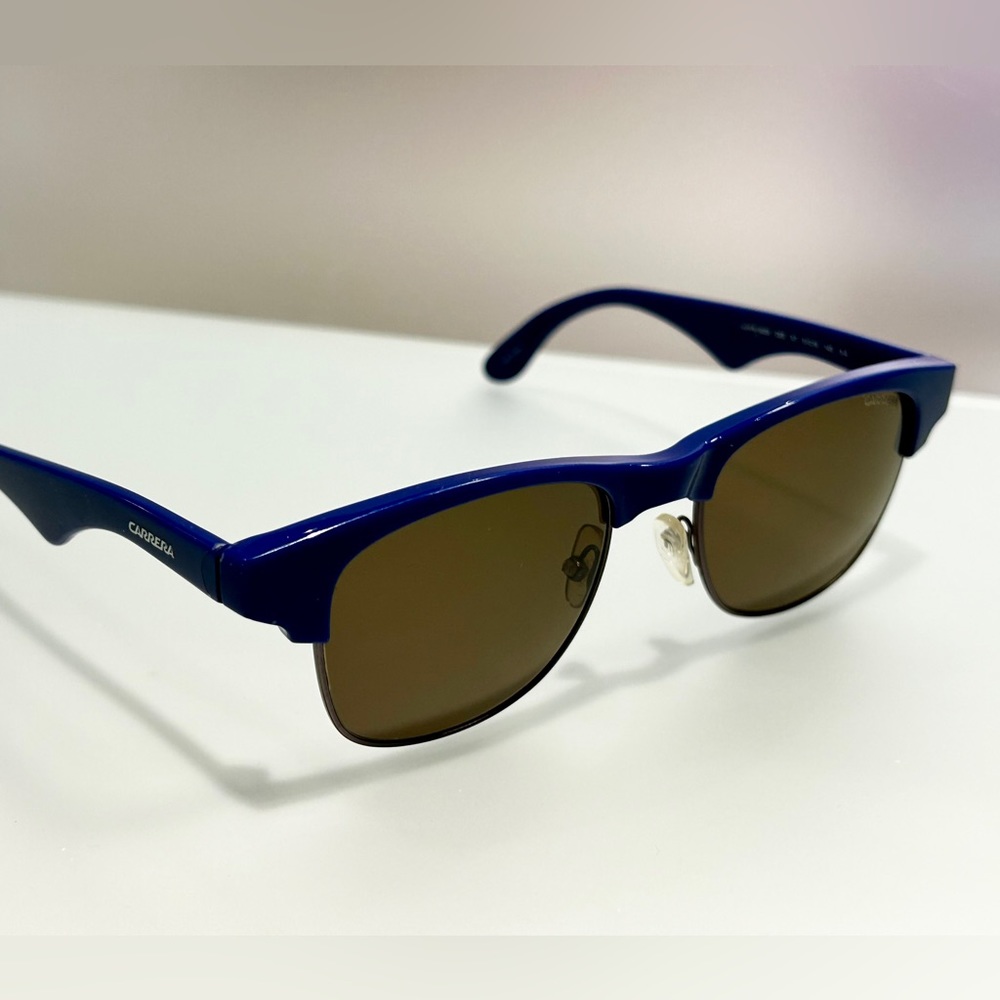 Carrera Dee Unisex Rounded Sunglasses Blue Frame Brown Lens